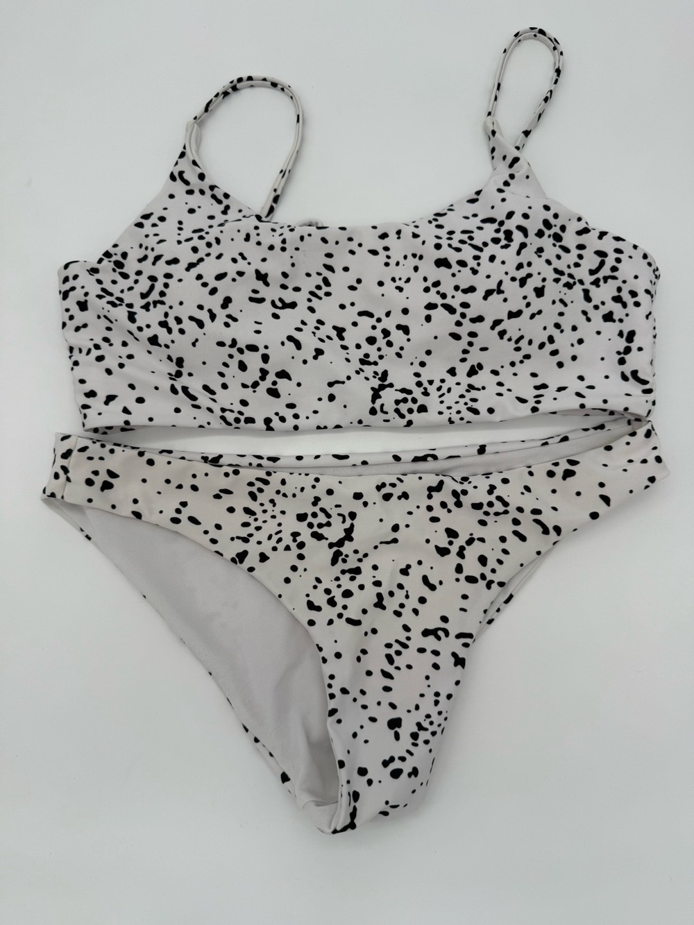 SHEIN Black & White Speckle Two-Piece Swimsuit